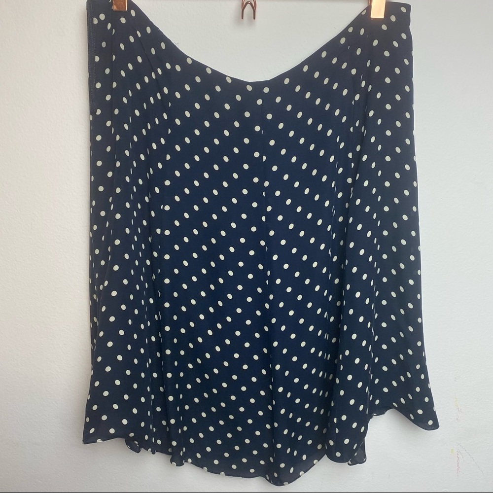 Jones New York Signature Silk Navy Cream Polka Dot Flowy Skirt 16